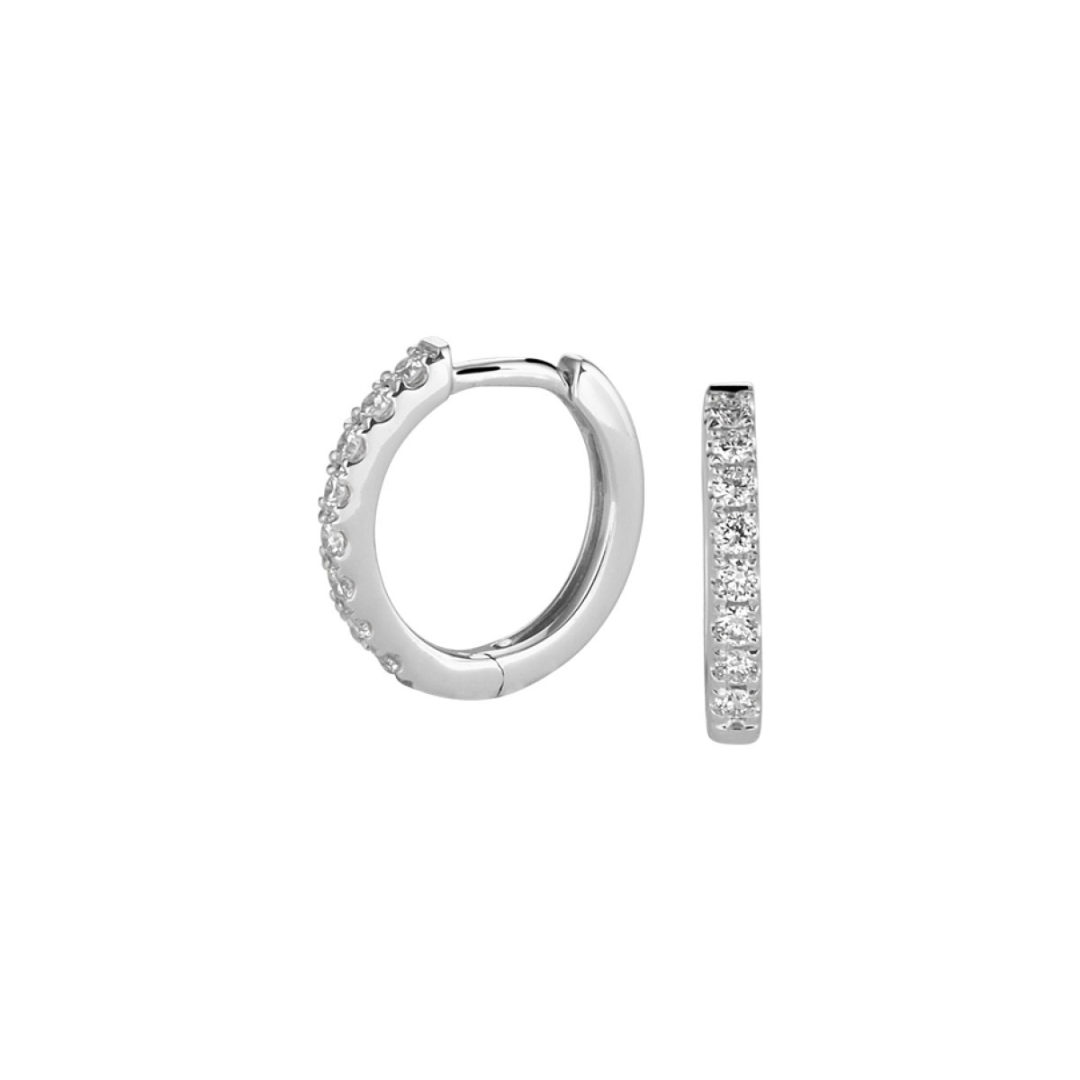 Edelsteen klapcreolen met diamant witgoud