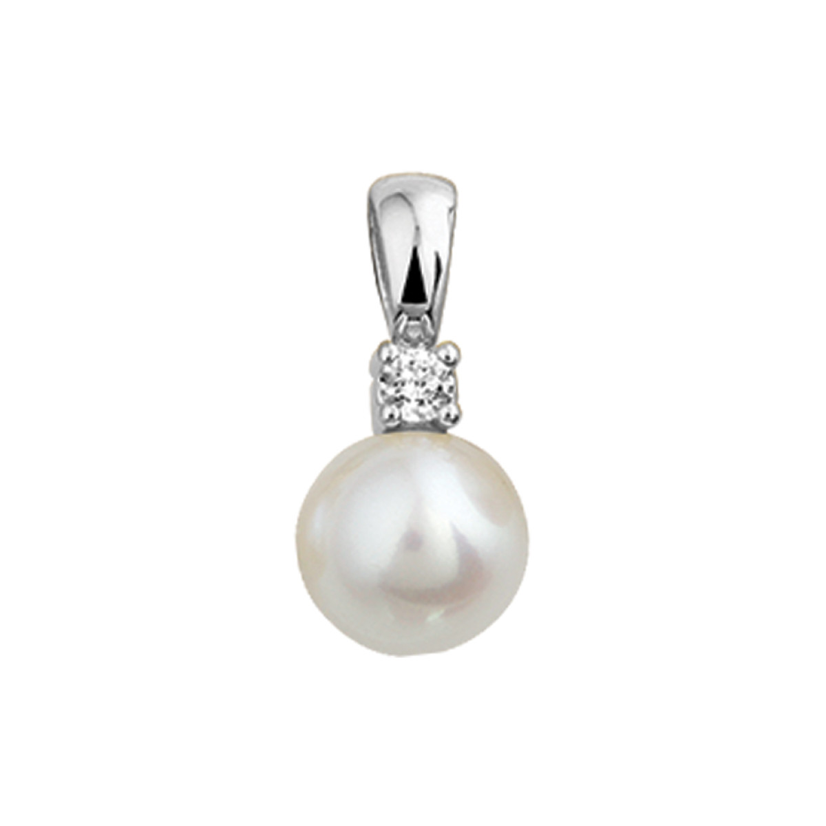 Parel hangertje van witgoud met diamant