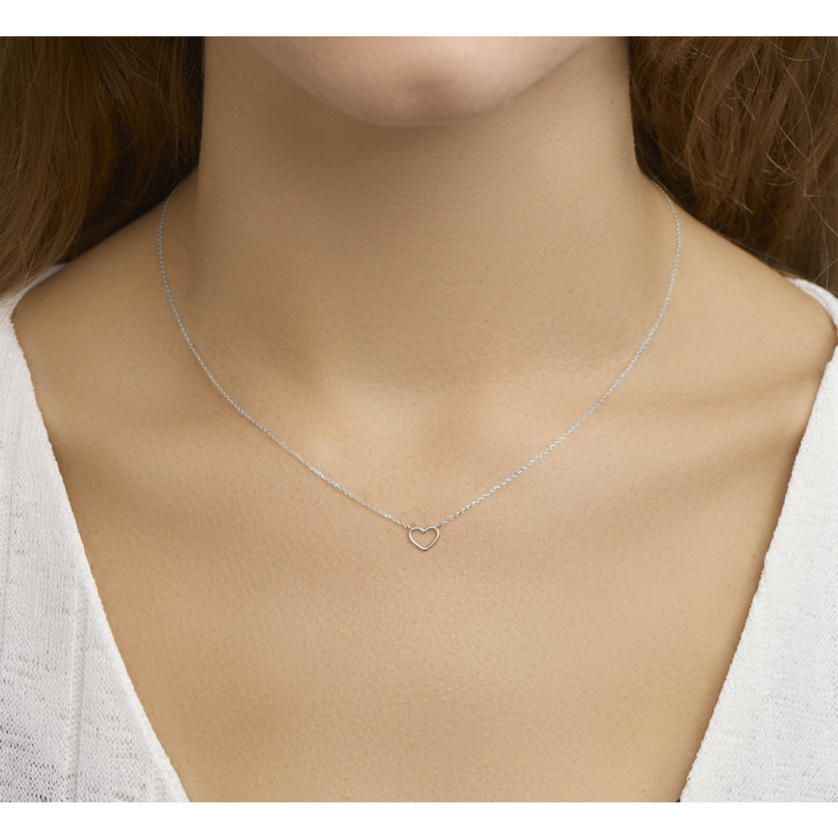 Witgouden ketting met hartje