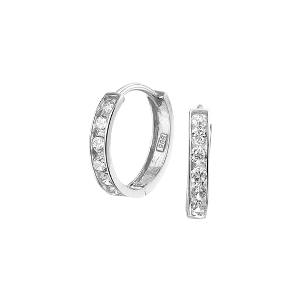 Zirkonia zilverkleurige klapcreolen 2.5 mm breed
