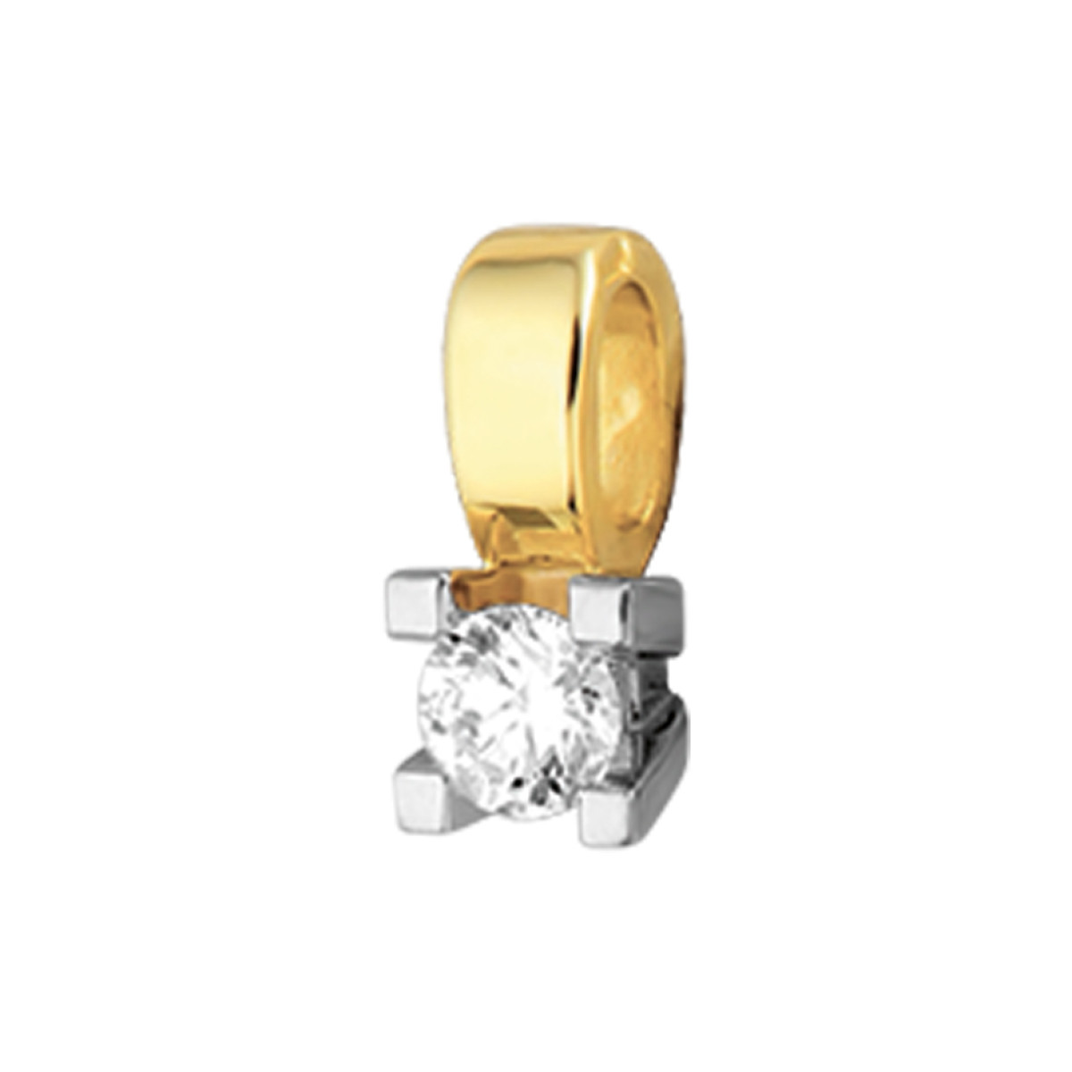 Edelsteen hanger met diamant bicolor