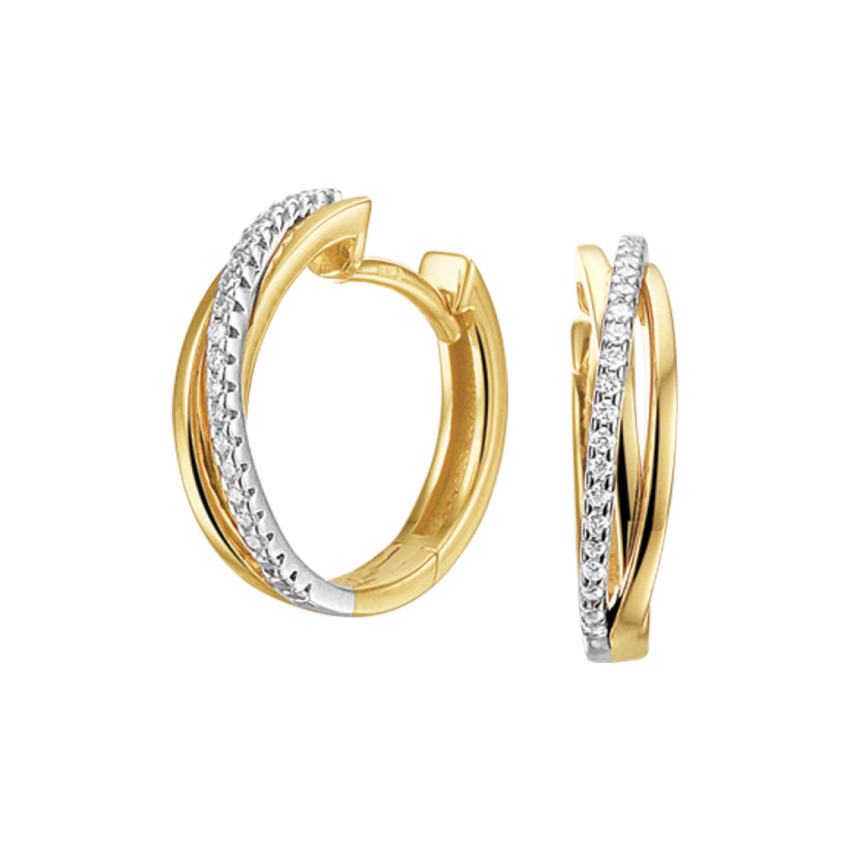 Klapcreolen in het bicolor met diamant