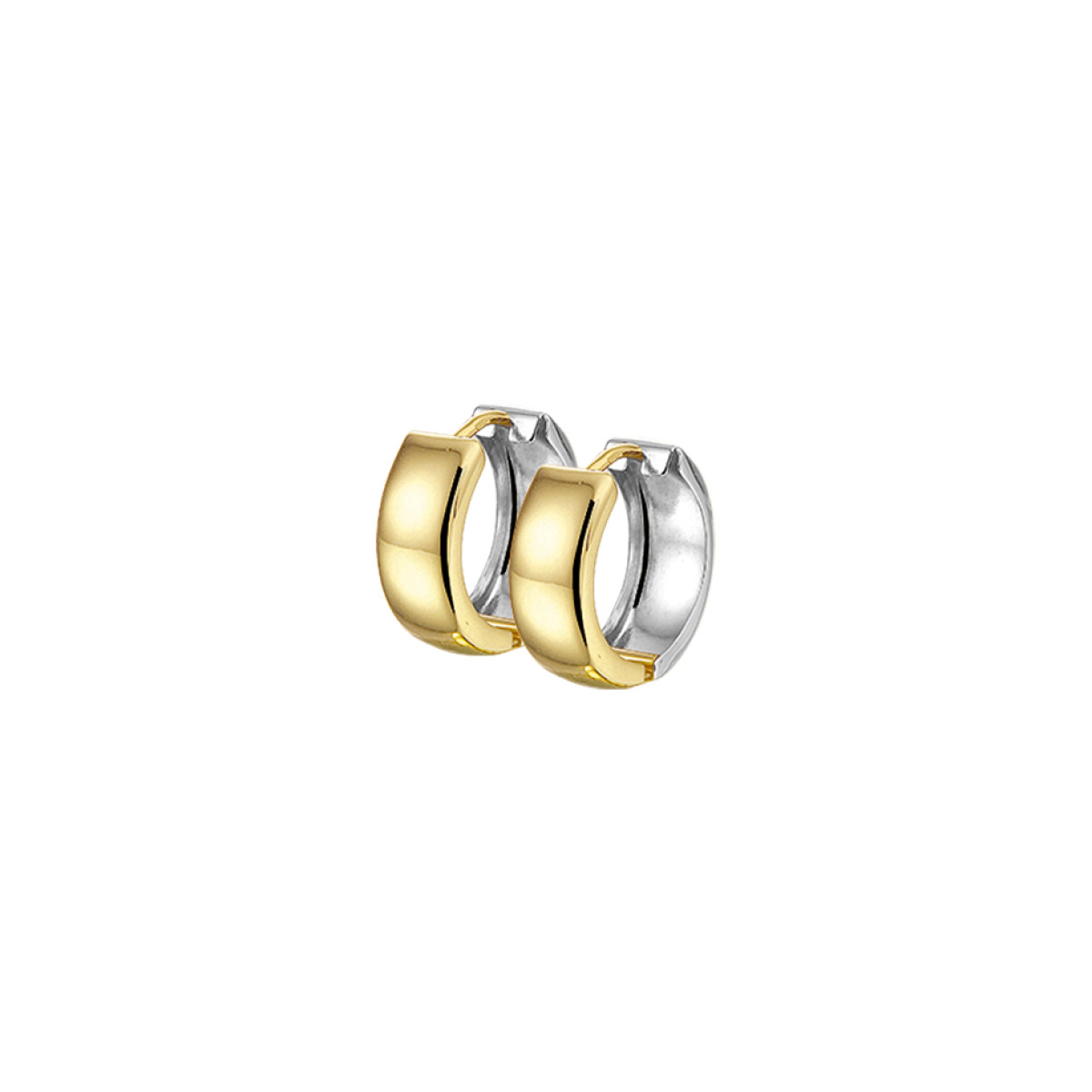 Luxe goud en zilverkleurige klapcreolen 5 mm breed