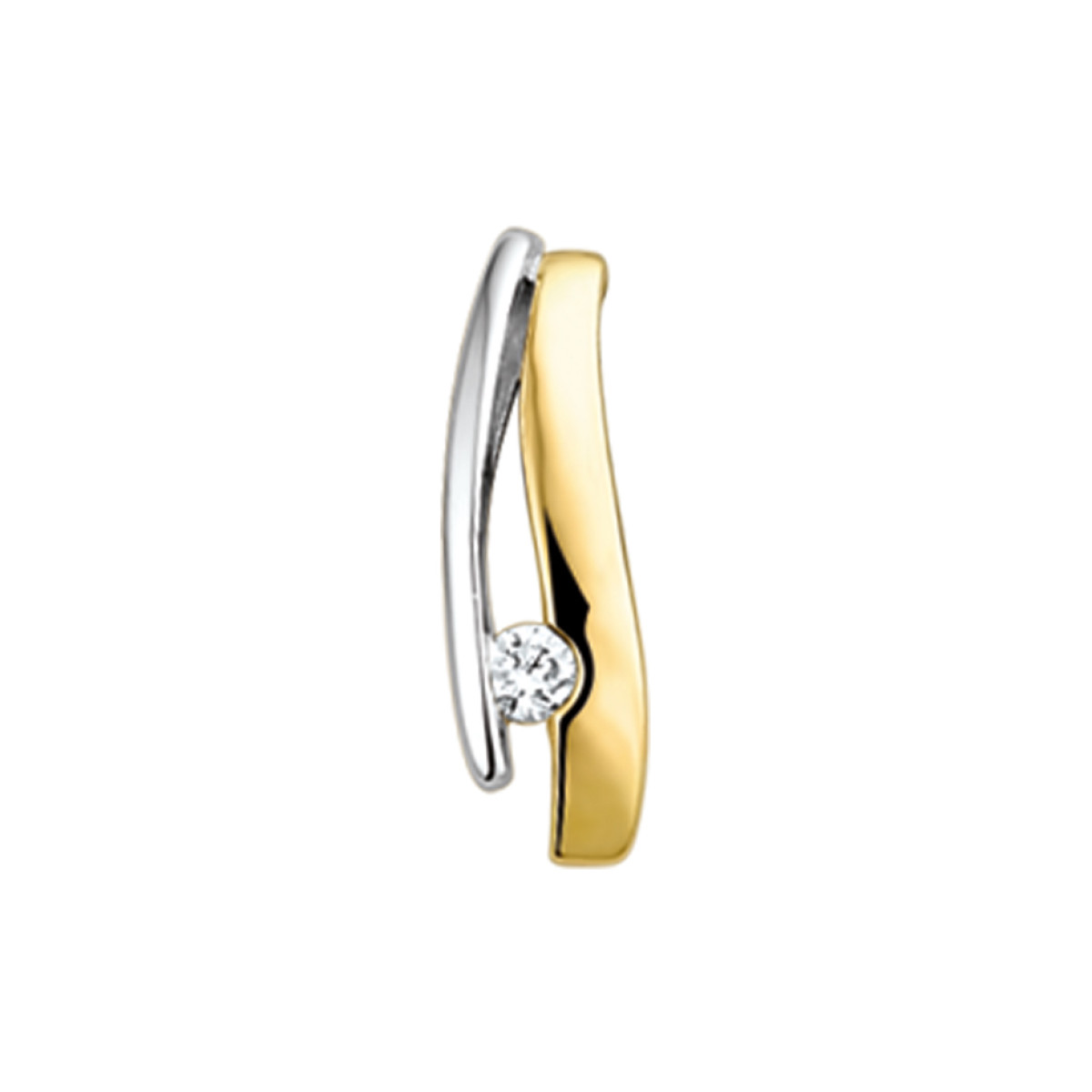 Prachtige edelstenen hanger met diamant in het bicolor