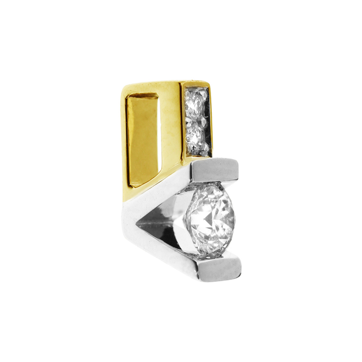 Tweekleurig gouden hanger met diamant