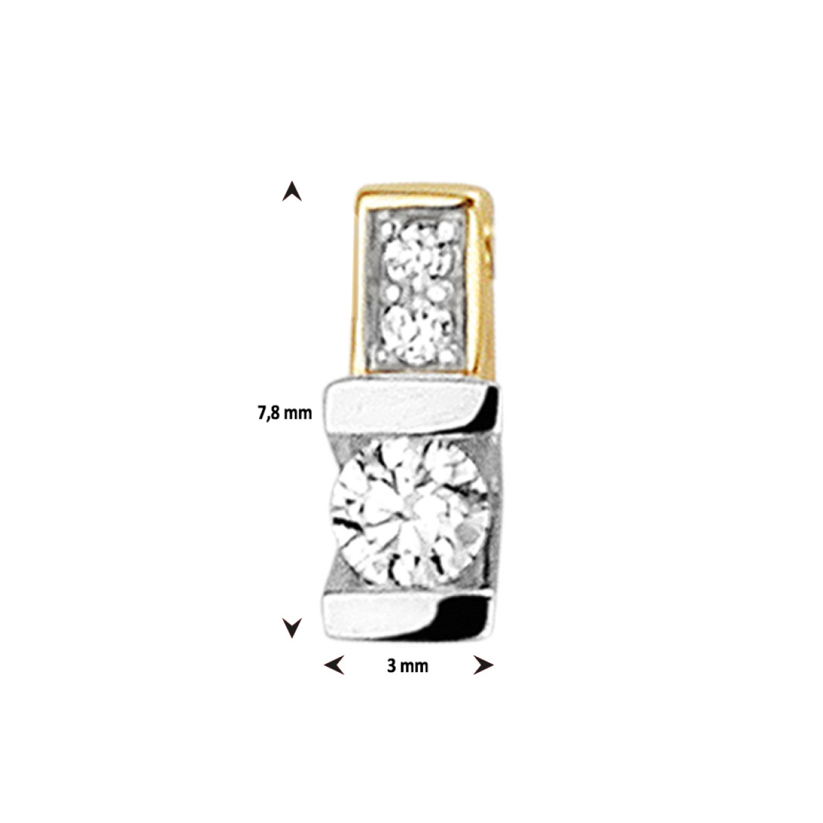 Tweekleurig gouden hanger met diamant