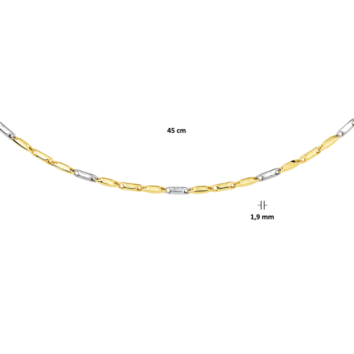 Witgouden en geelgouden ketting