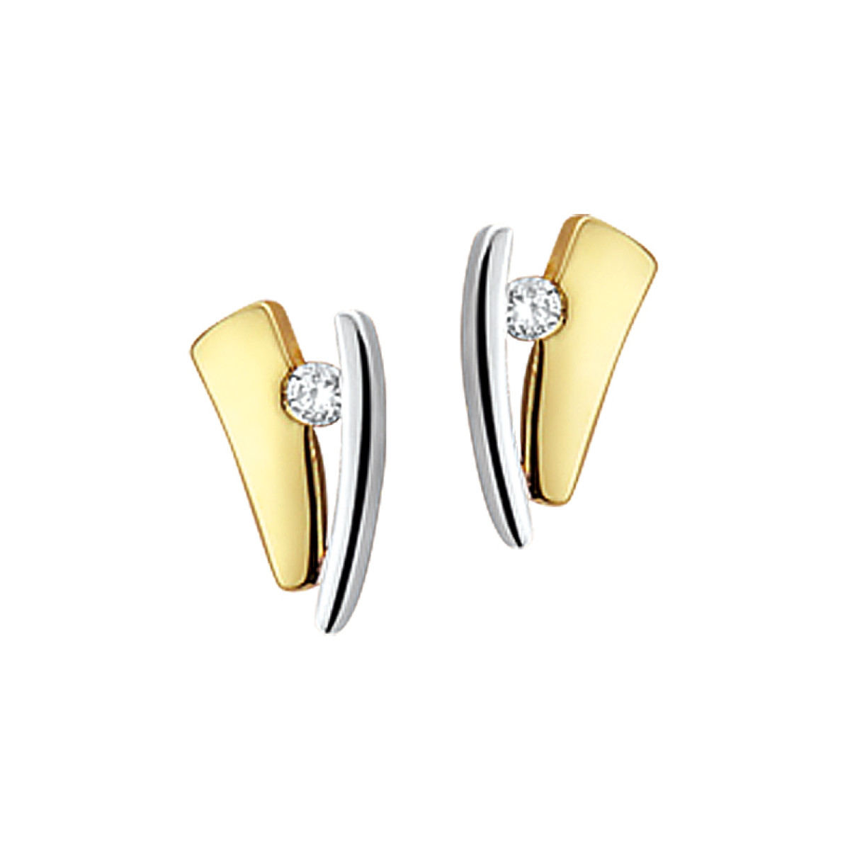 Zirkonia goudkleurig en zilverkleurige oorknoppen 4 mm