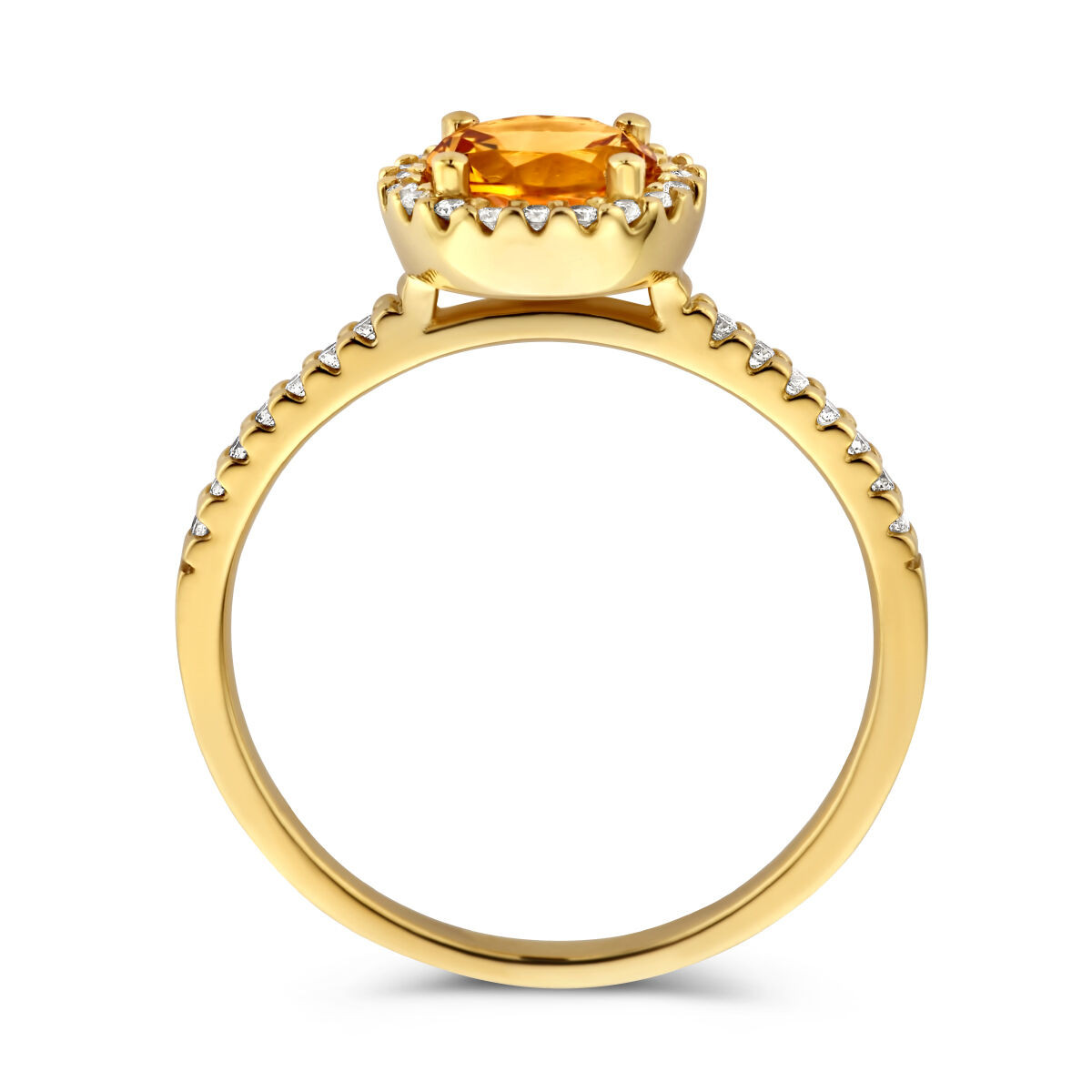 14-karaat diamant ring met citrien