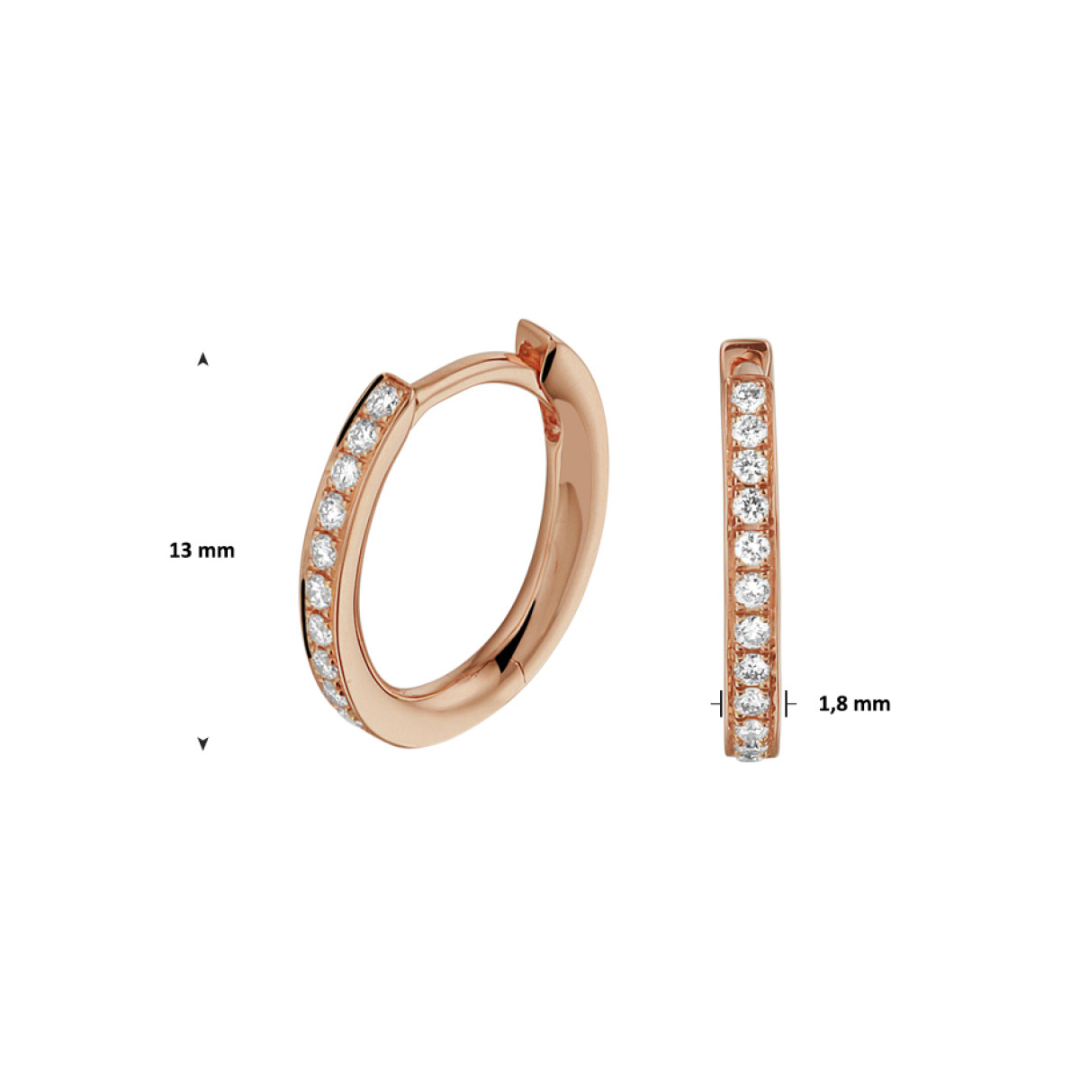 Edelsteen oorbellen met diamant roségoud