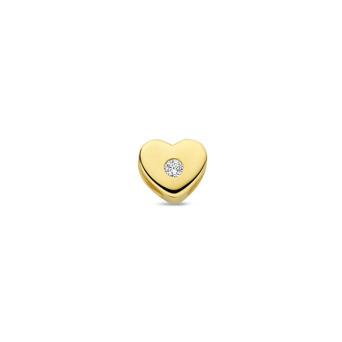 Gouden hart hanger zirkonia - 5 x 5.5 mm