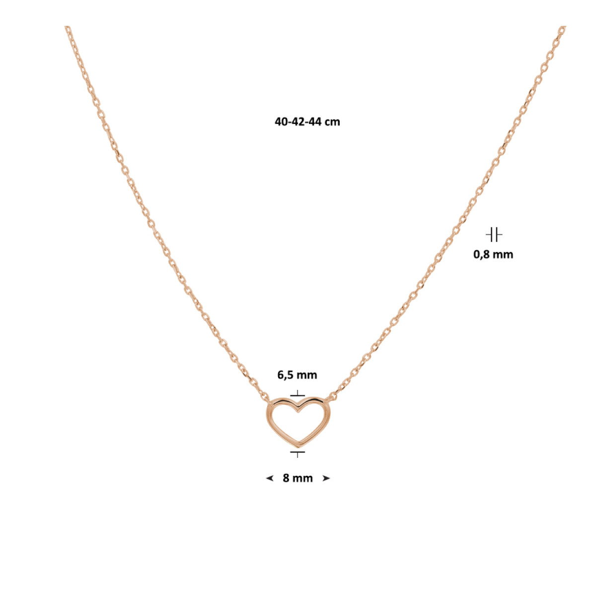 Roségouden ketting met hartje