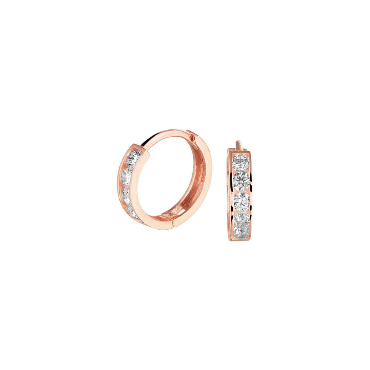 Roségouden oorbellen met zirkonia's 9 mm