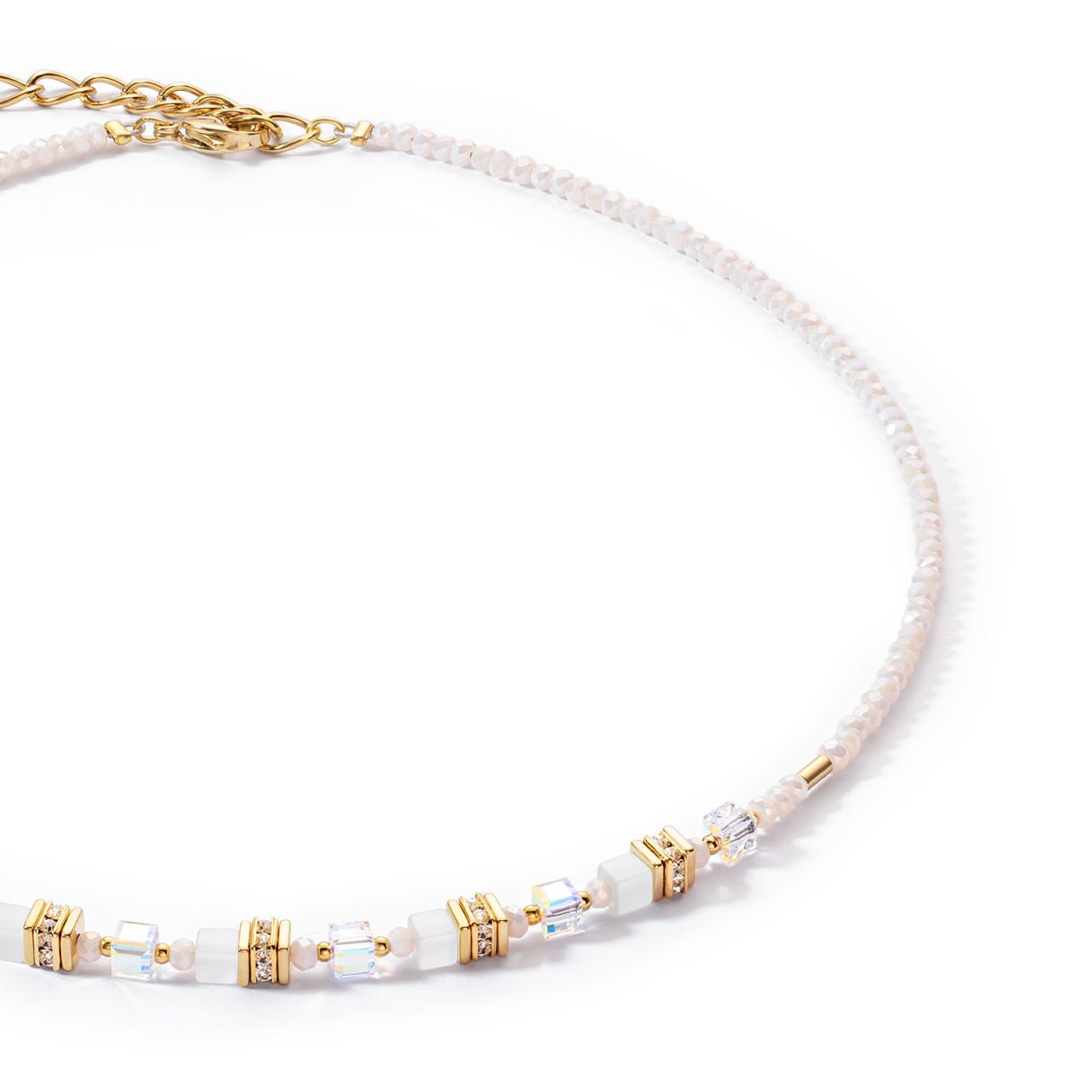 Coeur de Lion ketting Mini Cubes 4565/10-1416 goudkleurig wit