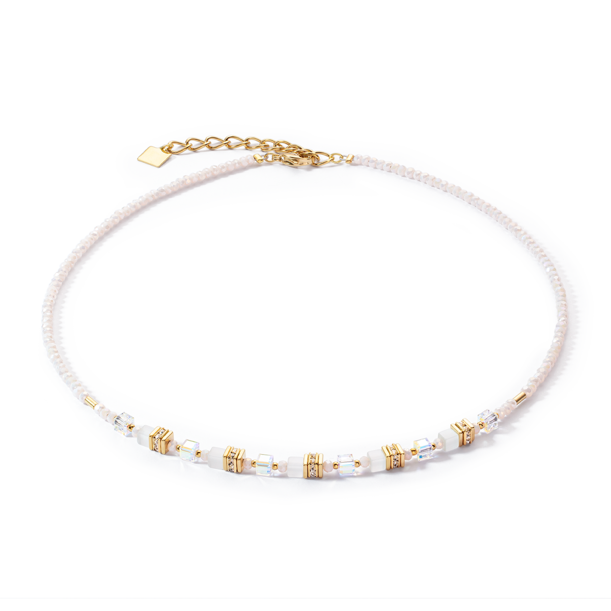 Coeur de Lion ketting Mini Cubes 4565/10-1416 goudkleurig wit