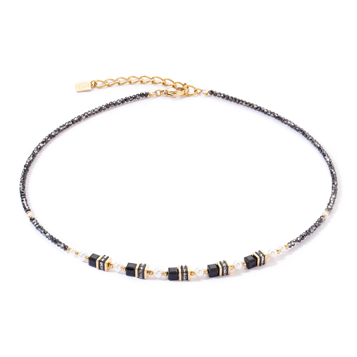 Coeur de Lion ketting Sparkling Princess 4567/10-1300 goudkleurig met zwart - Lengte 42 - 48 cm