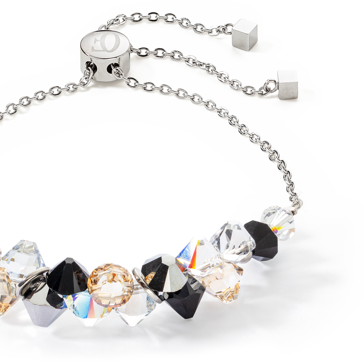 Coeur de Lion Dancing Crystals armband 4639/30-1318 in het zilverkleurig en zwart