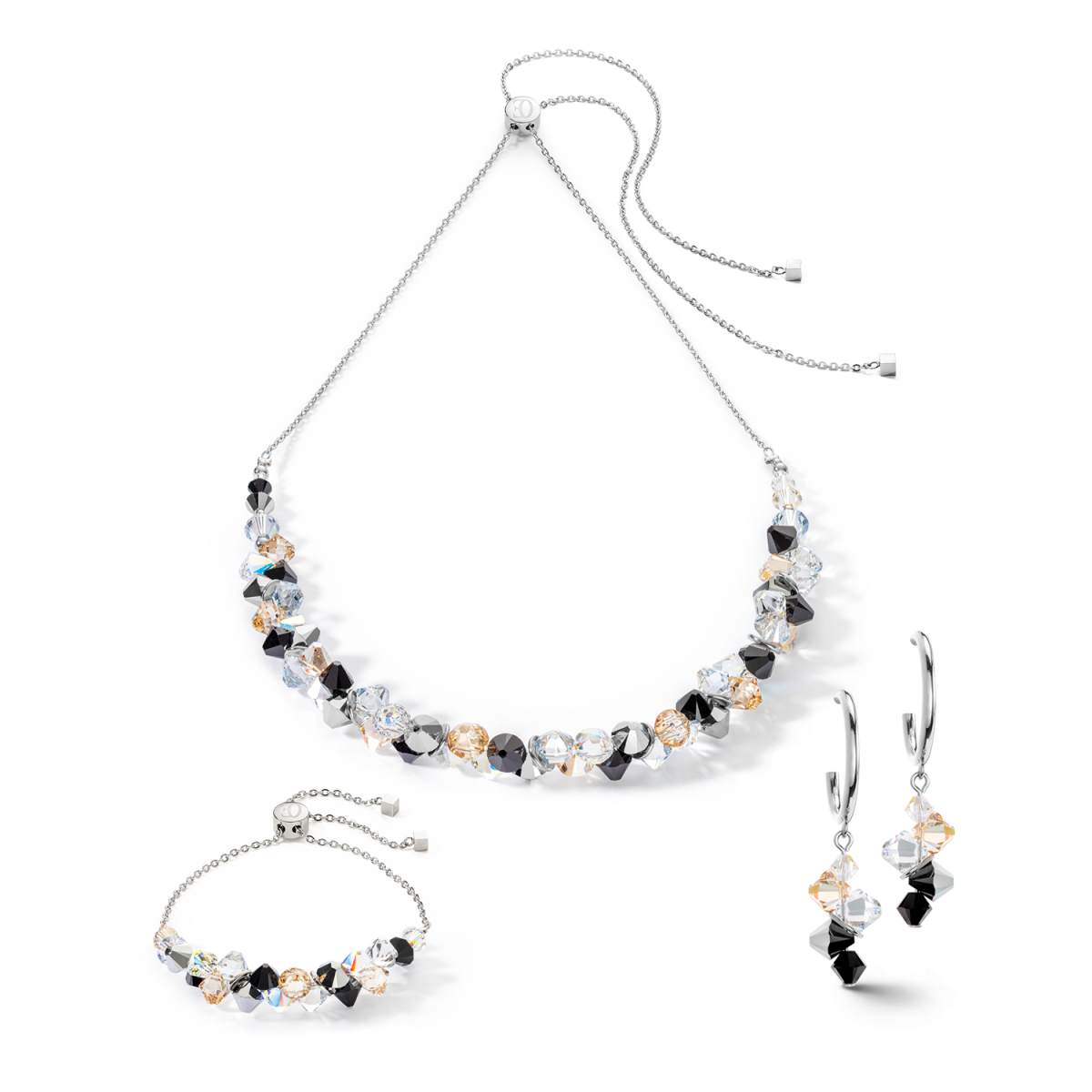 Coeur de Lion Dancing Crystals armband 4639/30-1318 in het zilverkleurig en zwart