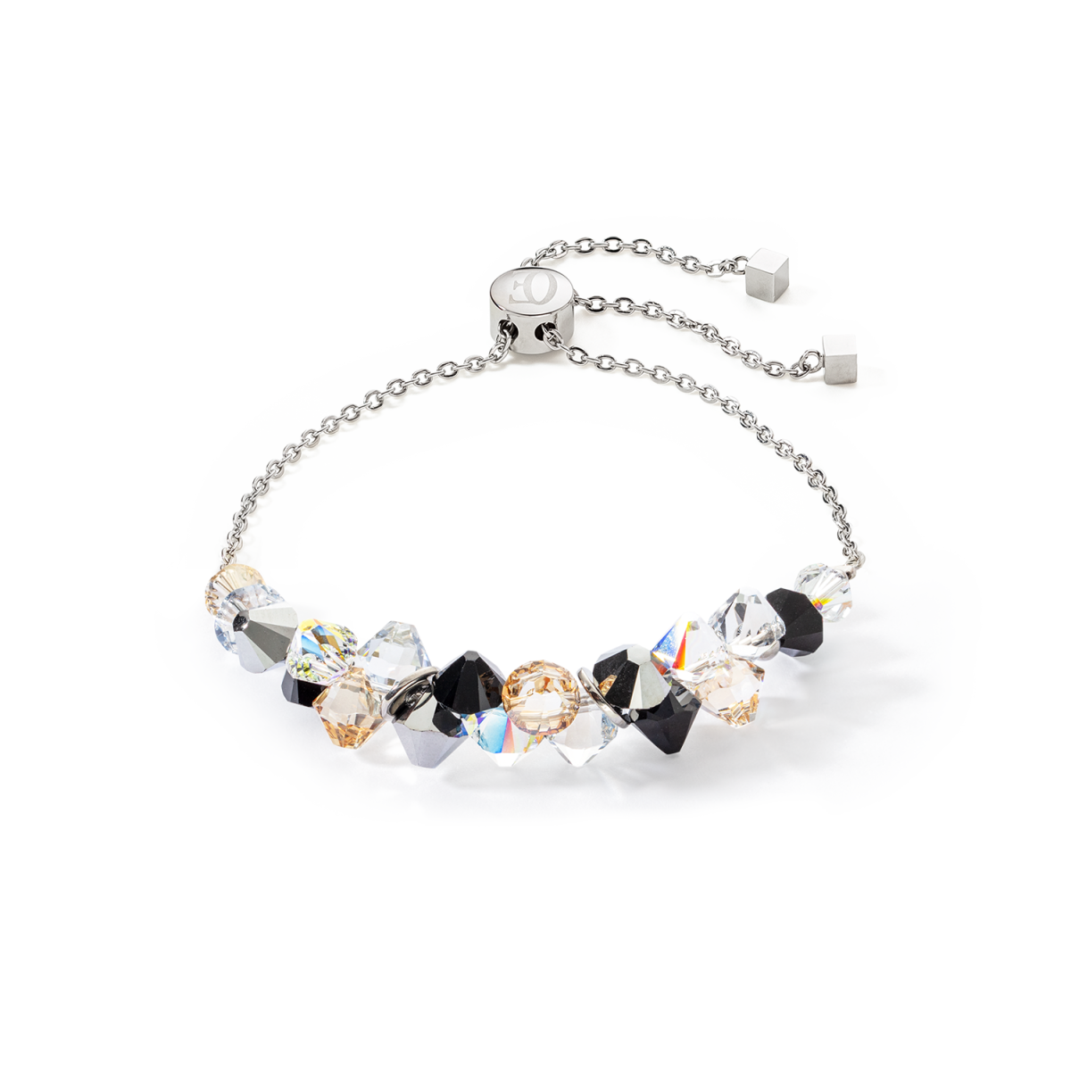 Coeur de Lion Dancing Crystals armband 4639/30-1318 in het zilverkleurig en zwart