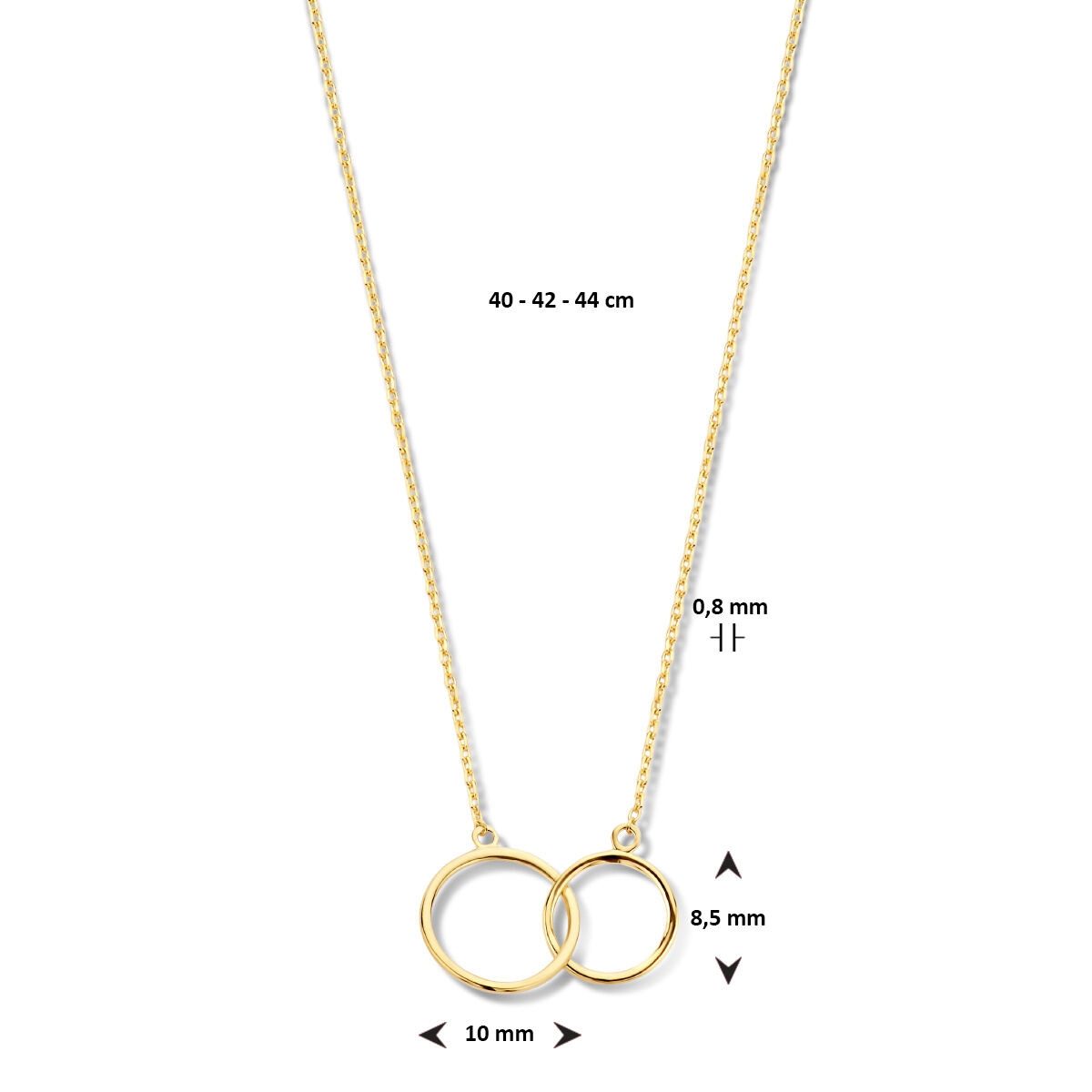 Ketting goud met twee rondjes