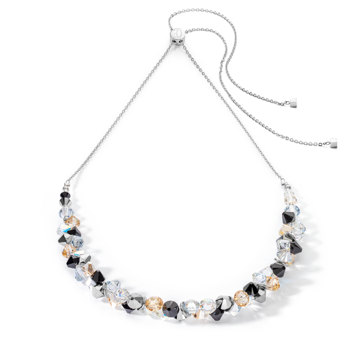 Zwartwitte Coeur de lion Dancing Crystals ketting 4639/10-1318 zilverkleurig