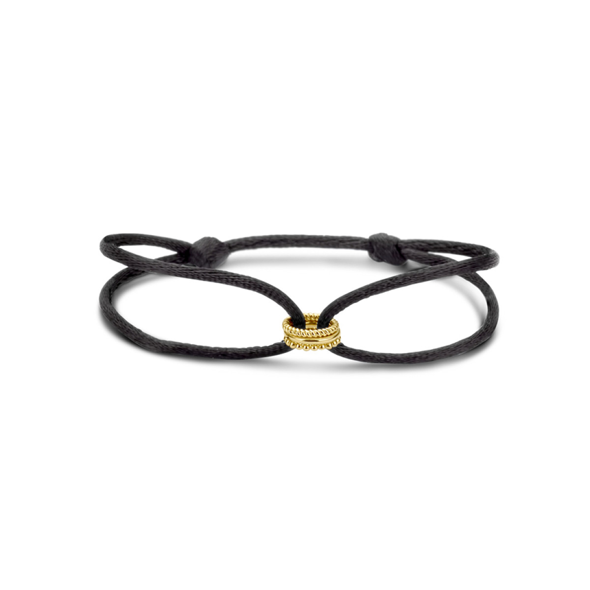 Zwart satijnen armband met gouden elementen