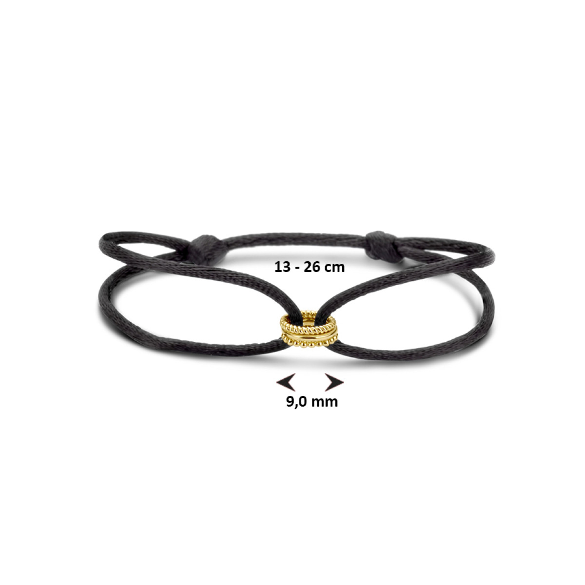 Zwart satijnen armband met gouden elementen