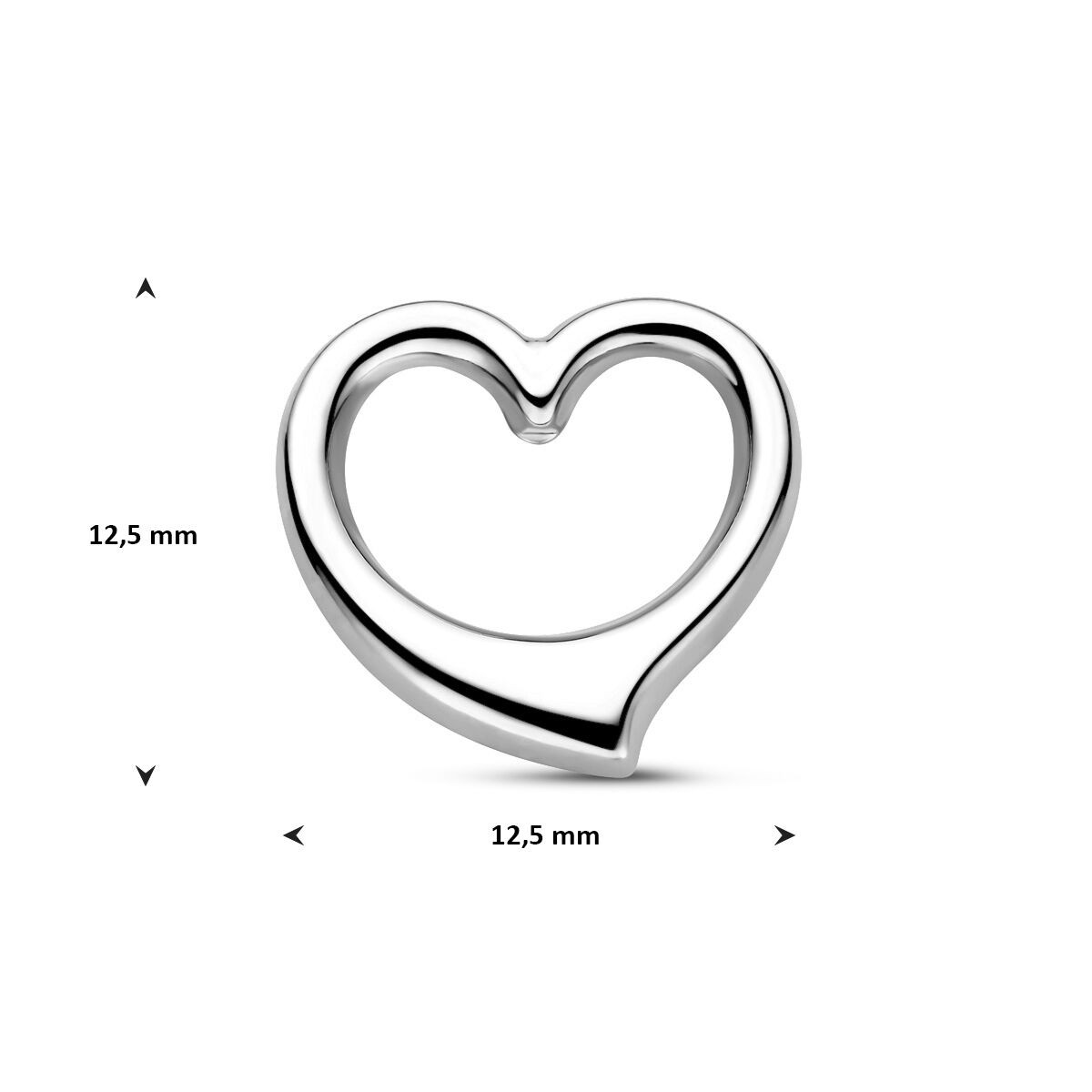 Hart hanger witgoud 12.5 mm x 12 mm