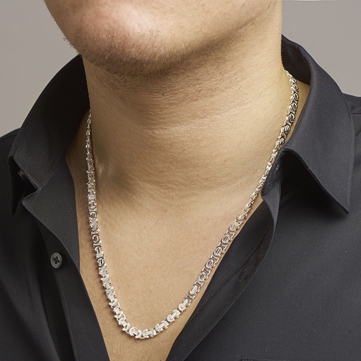 Zilveren platte koningsketting 6.5 mm