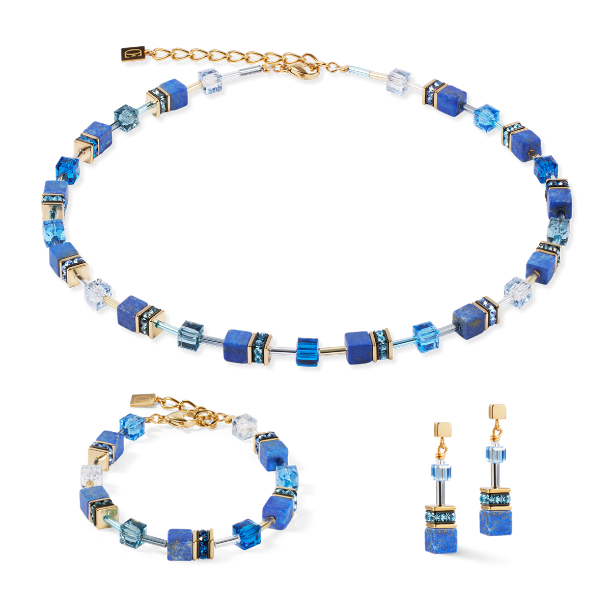 Coeur de Lion 4905/30-0700 gold plated armband Iconic Precious met blauwe stenen - Lengte 18.5-21.5 cm