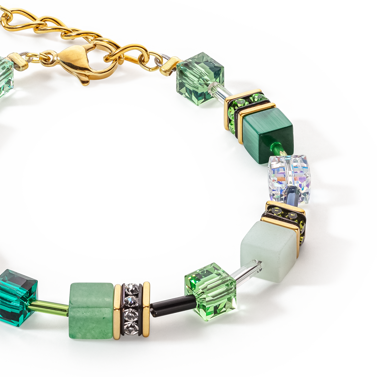Groene Coeur de Lion Geocube Iconic Precious armband 4905/30-0500 met aventurijn, amazoniet en howliet