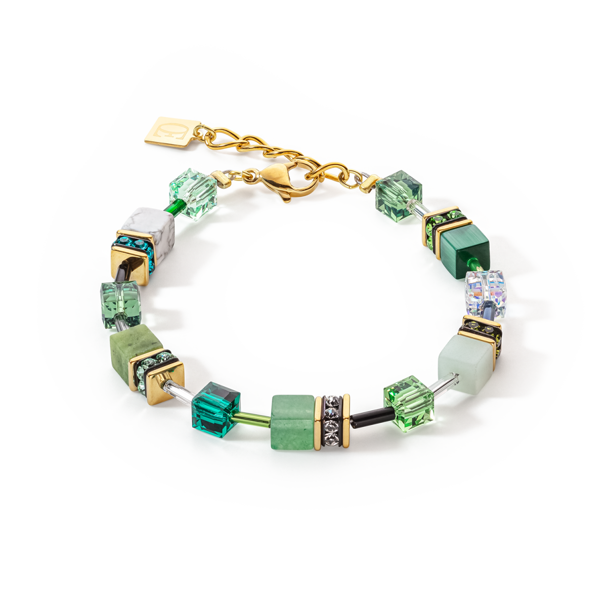 Groene Coeur de Lion Geocube Iconic Precious armband 4905/30-0500 met aventurijn, amazoniet en howliet