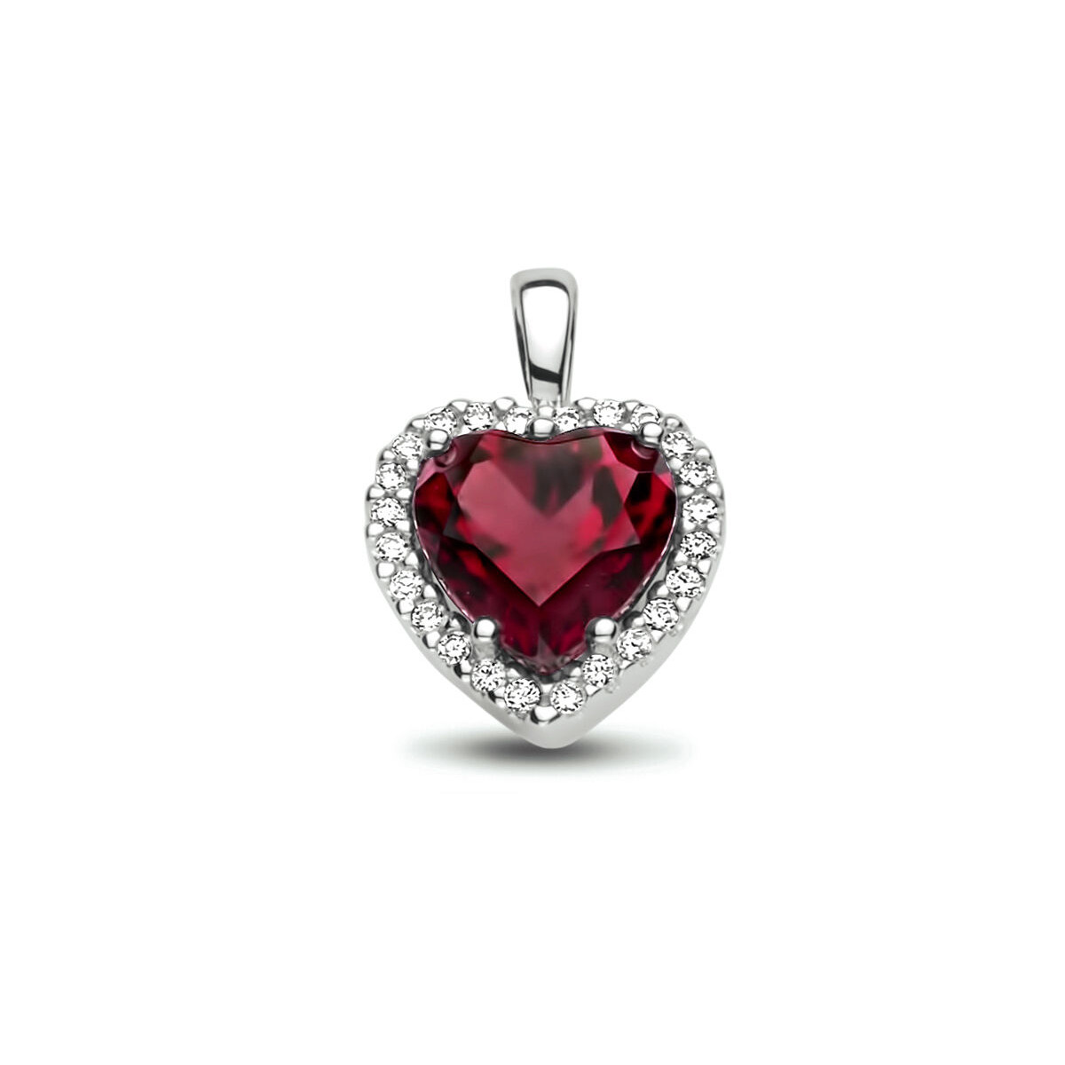 Witgouden hanger met rhodoliet en diamant