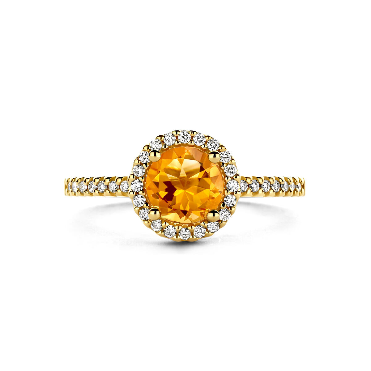 14-karaat diamant ring met citrien