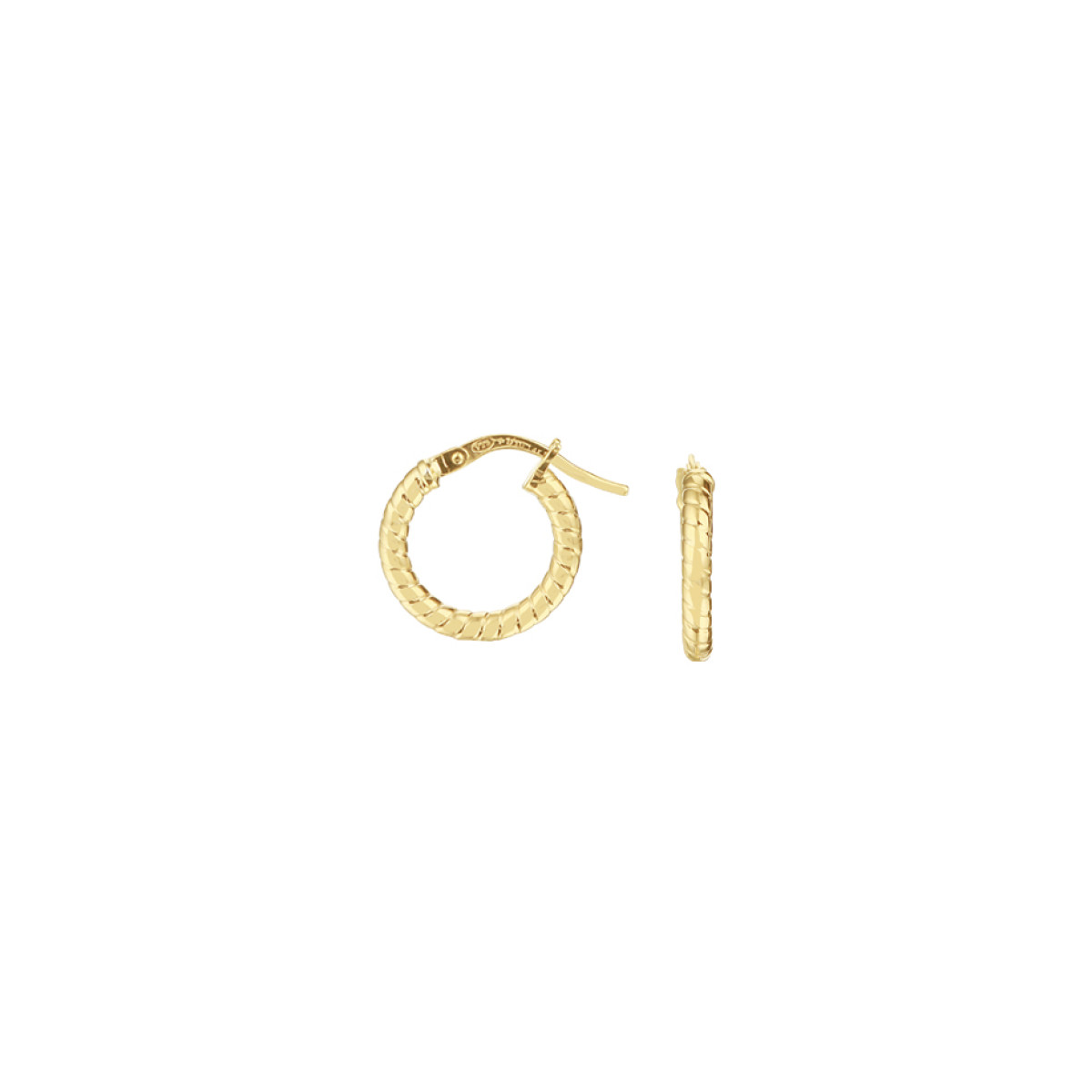 Zilgold oorringen met bewerking - Diameter 14.5 mm