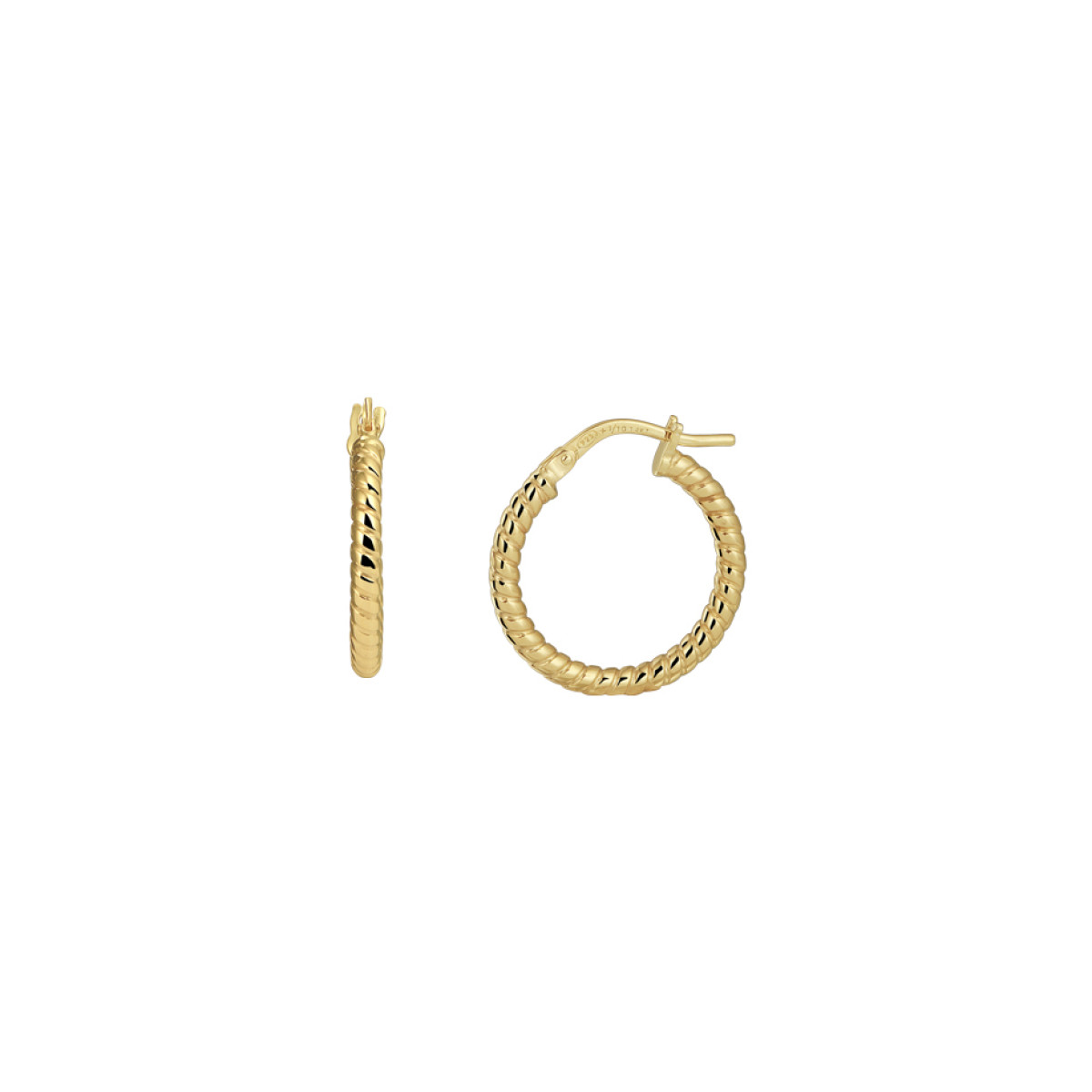Zilgold oorringen met bewerking - Diameter 19.5 mm