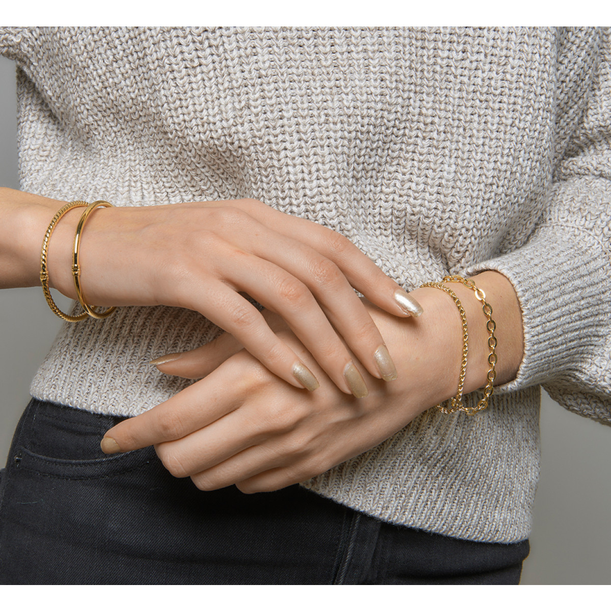 Zilgold armband draadschakel 2.8 mm - Lengte 19 cm