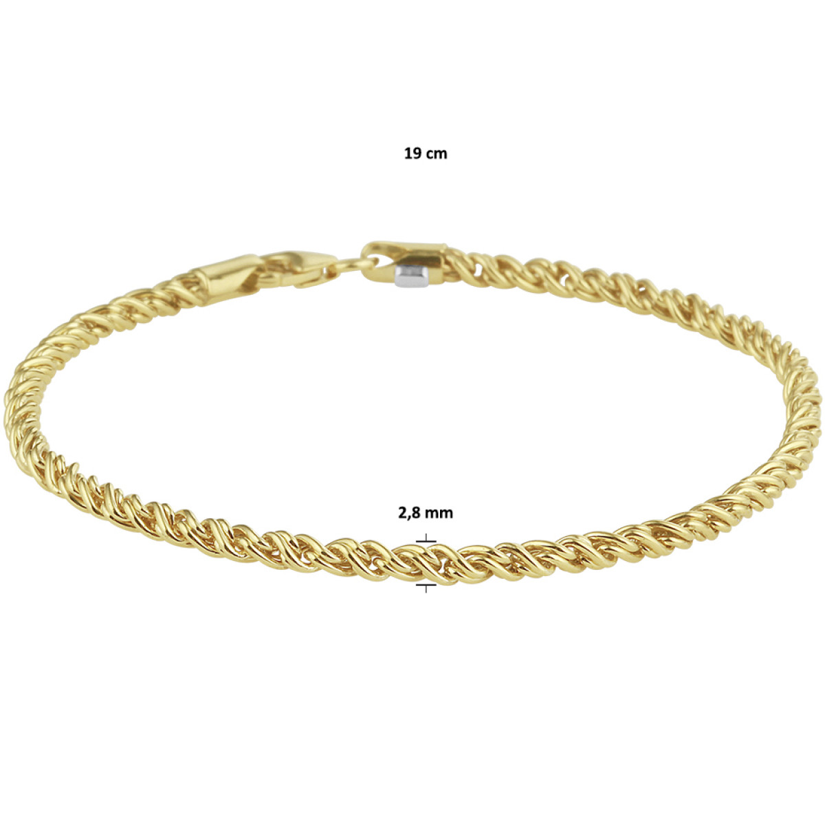 Zilgold armband draadschakel 2.8 mm - Lengte 19 cm