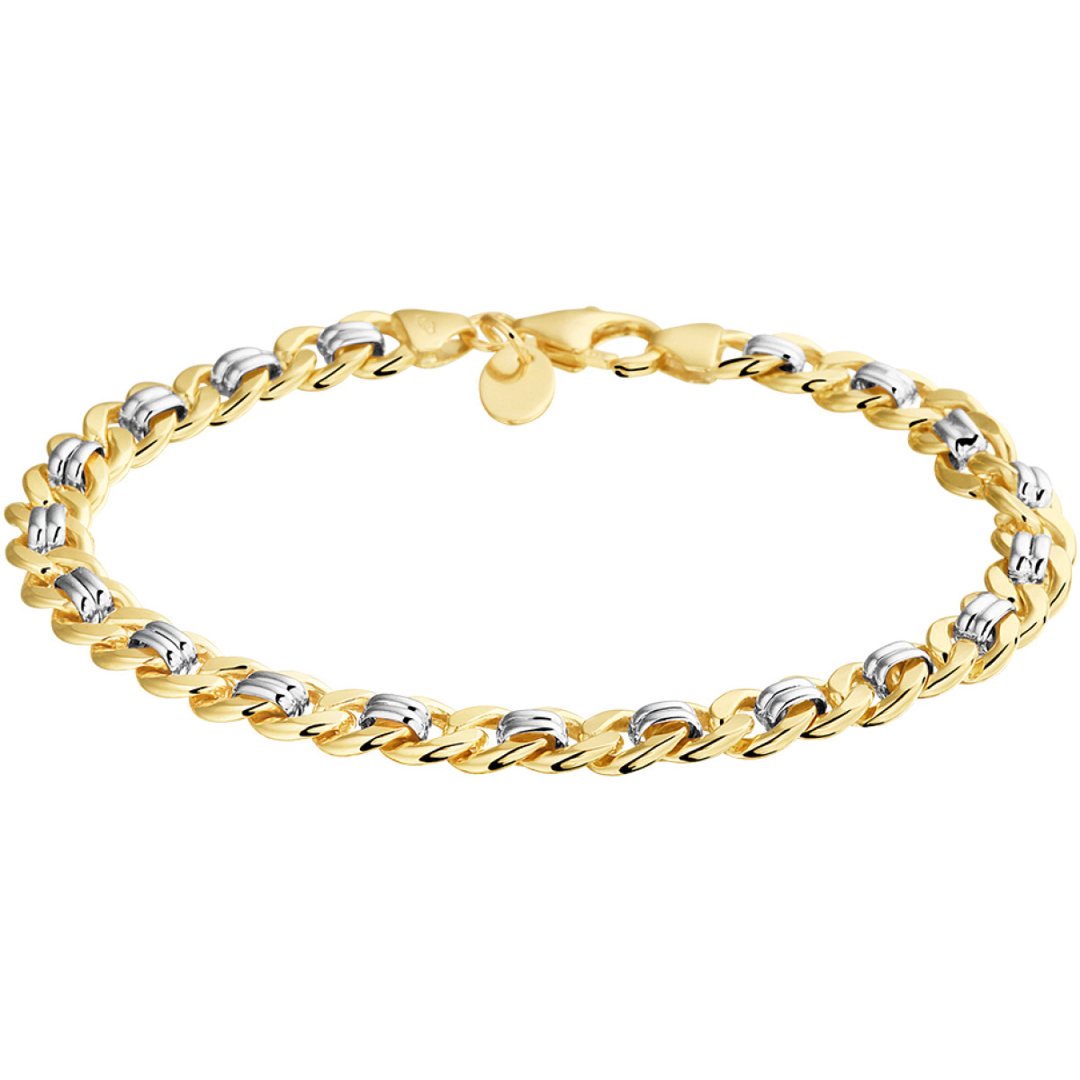 Damesarmband van goud en zilver met gourmet schakels