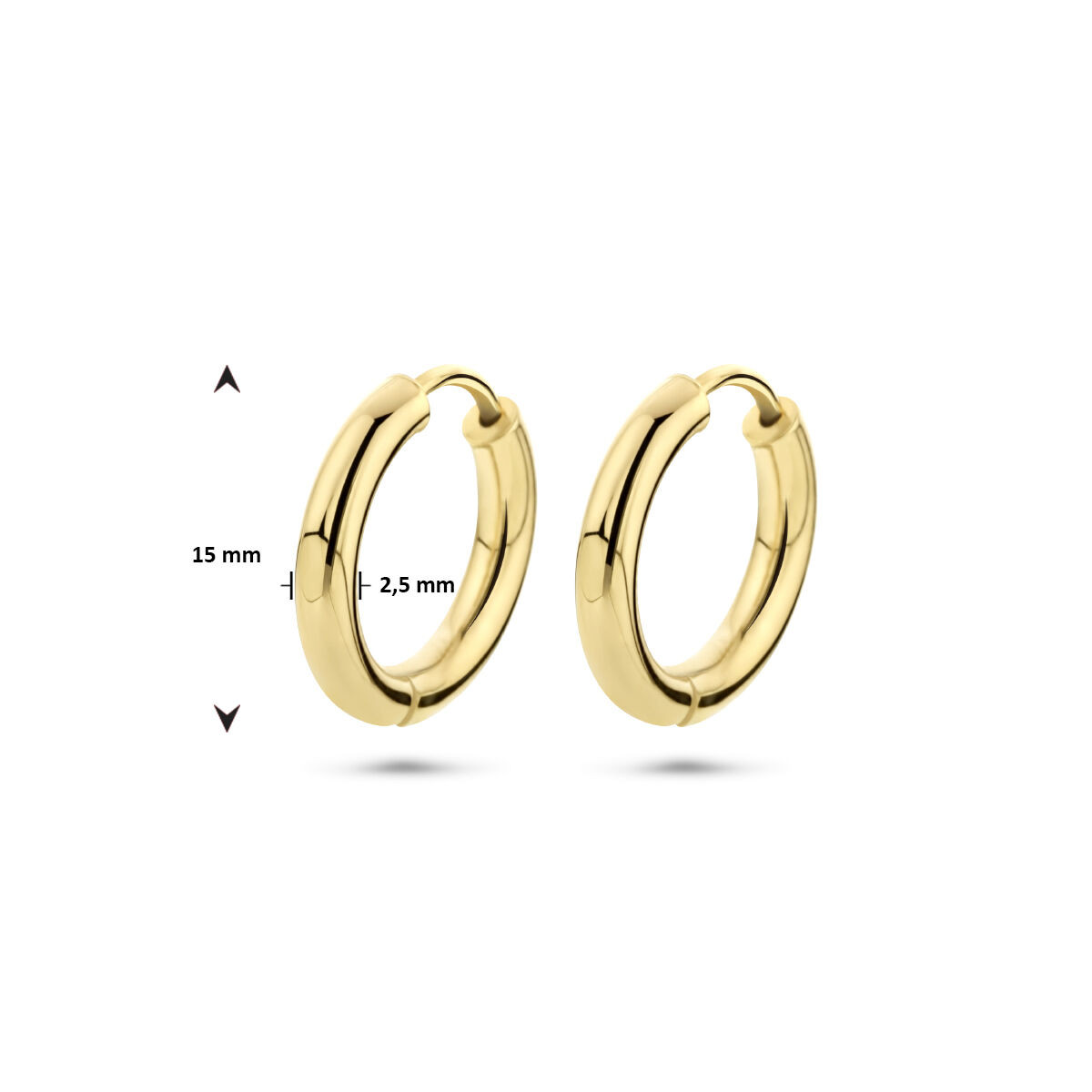Gouden klapcreolen 2.5 mm ronde buis