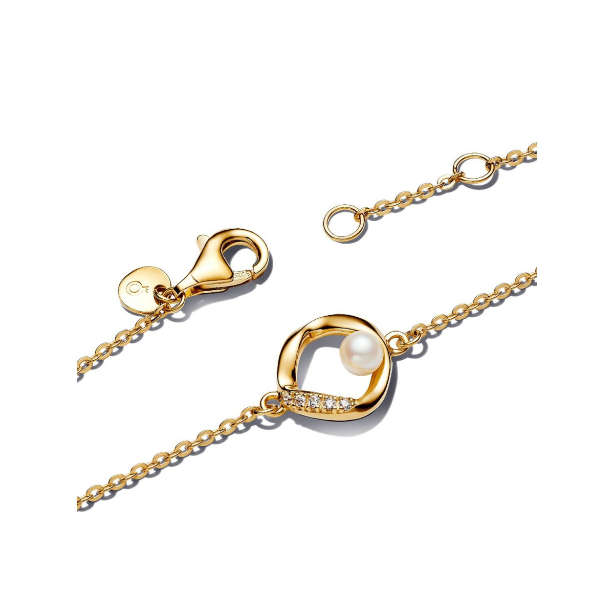 Pandora Essence 563830C01 armband goudkleurig met parel en zirkonia