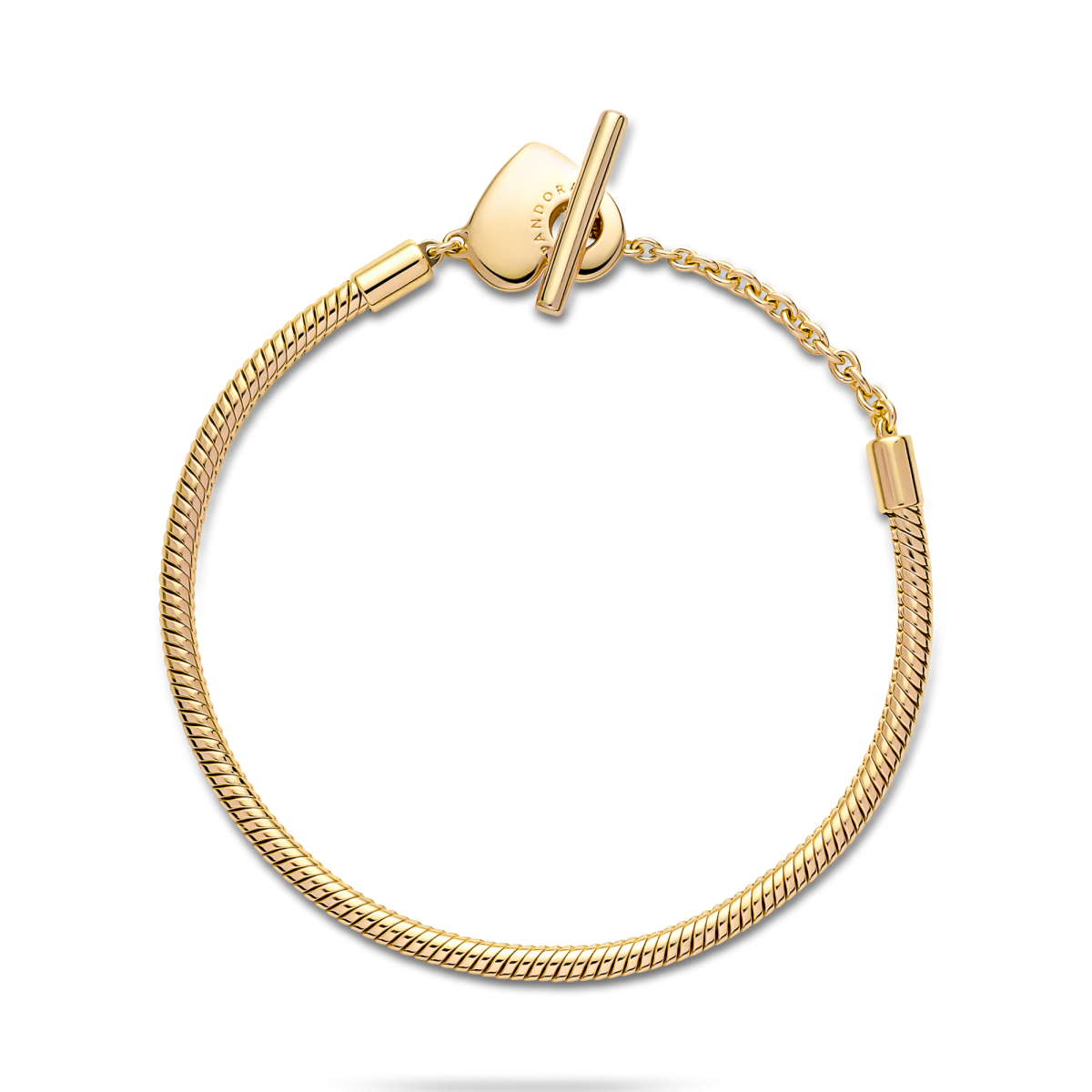 Pandora Moments 569285C00 hartje en t-bar goudkleurige snake chain armband