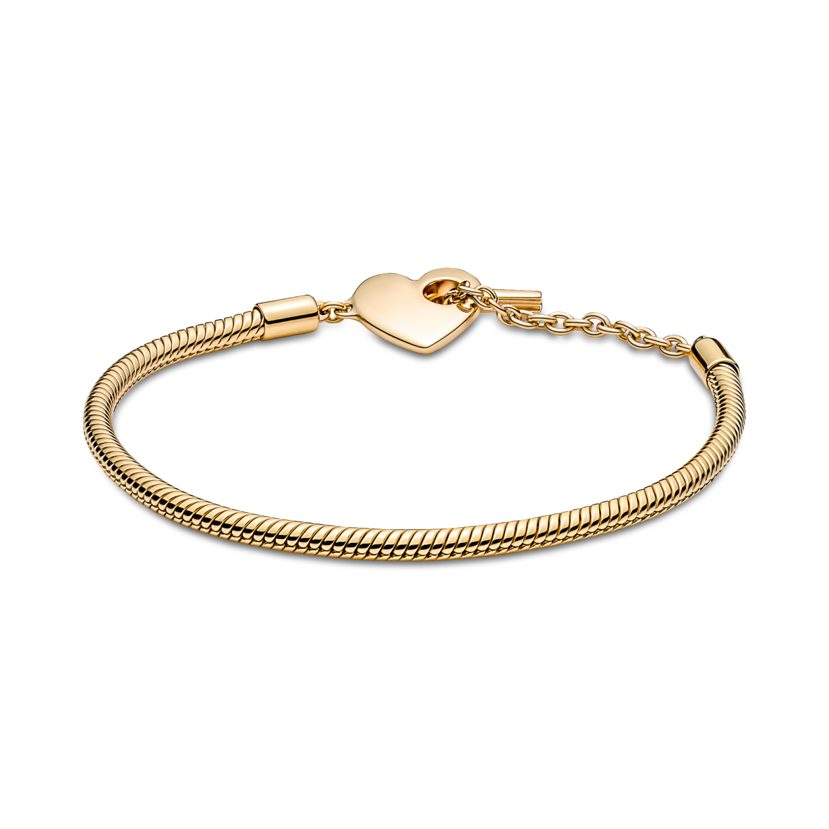 Pandora Moments 569285C00 hartje en t-bar goudkleurige snake chain armband