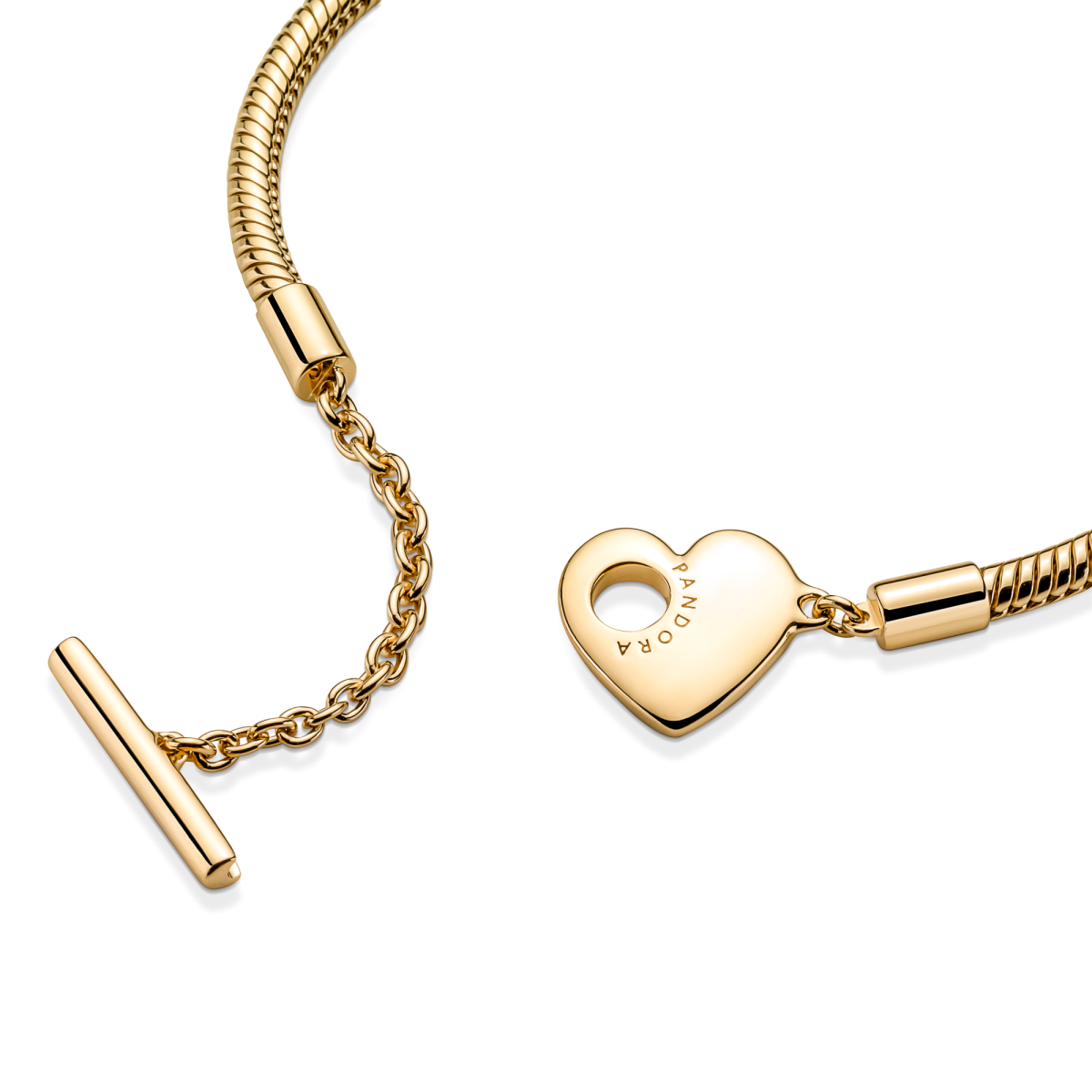 Pandora Moments 569285C00 hartje en t-bar goudkleurige snake chain armband
