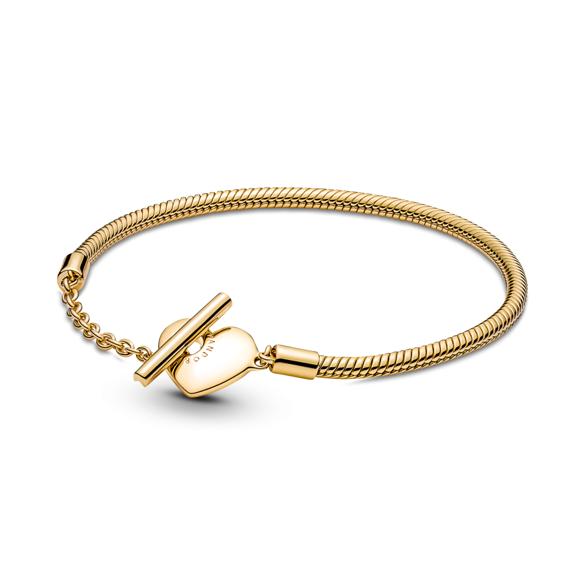 Pandora Moments 569285C00 hartje en t-bar goudkleurige snake chain armband