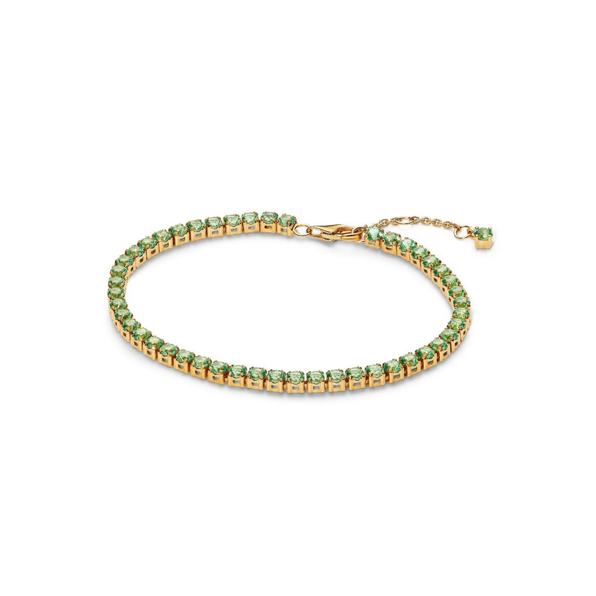 Pandora Timeless 561469C02 gold plated tennisarmband met groene man-made kristallen