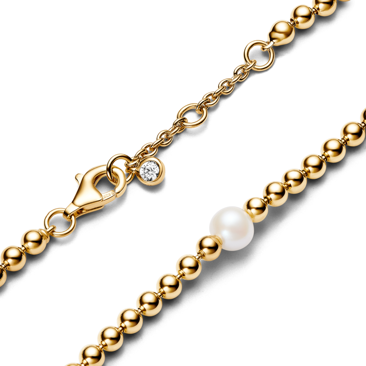 Pandora Timeless 563173C01 bolletjes armband verguld met witte parel en zirkonia