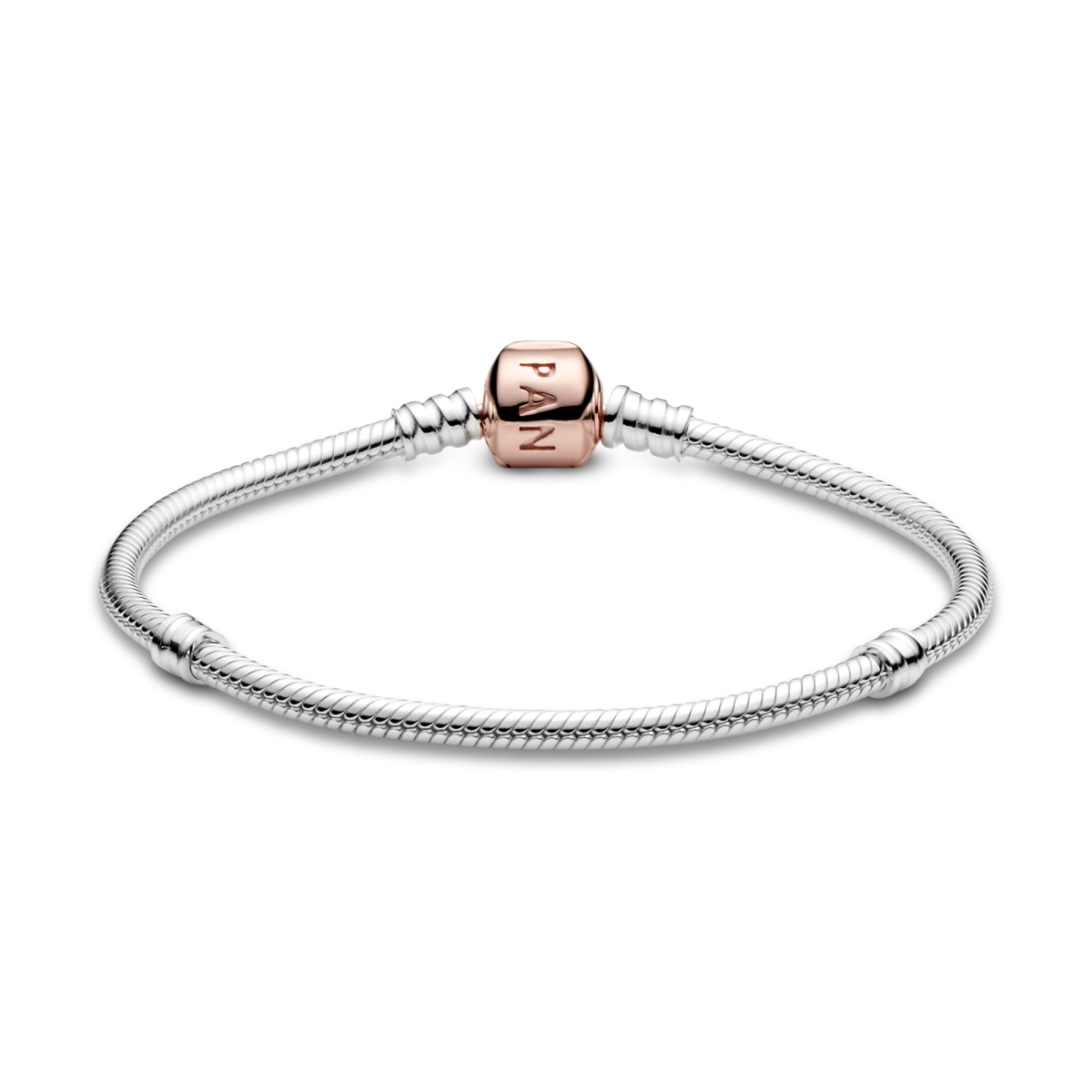 Pandora Moments 580702 snake chain schakelarmband met rosékleurige sluiting