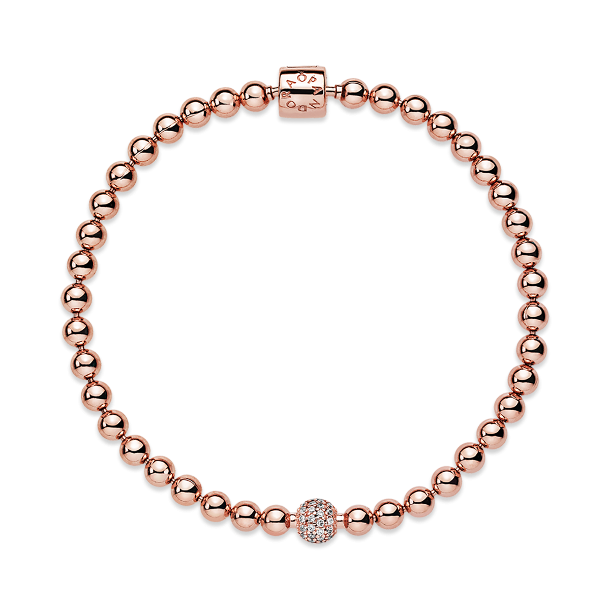Pandora Signature 588342CZ bolletjes rosékleurige kralenarmband met zirkonia's