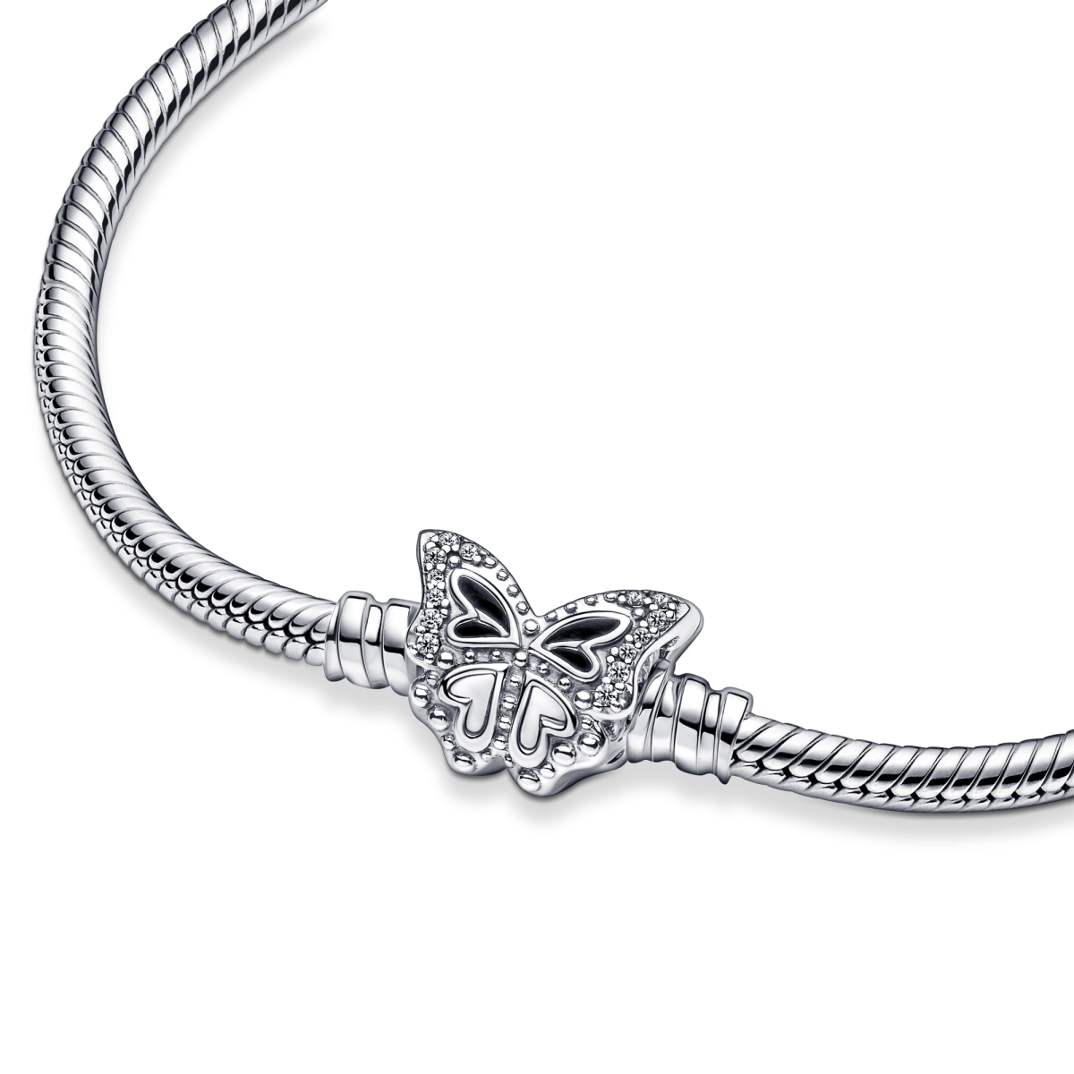 Pandora Moments 590782C01 zilveren armband met vlinder sluiting en zirkonia's